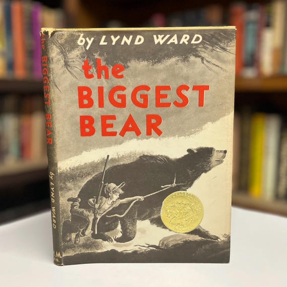 The Biggest Bear by Lynd Ward 1952 Childrens Picture Book - Vintage Hardcover in Original Dust Jacket
