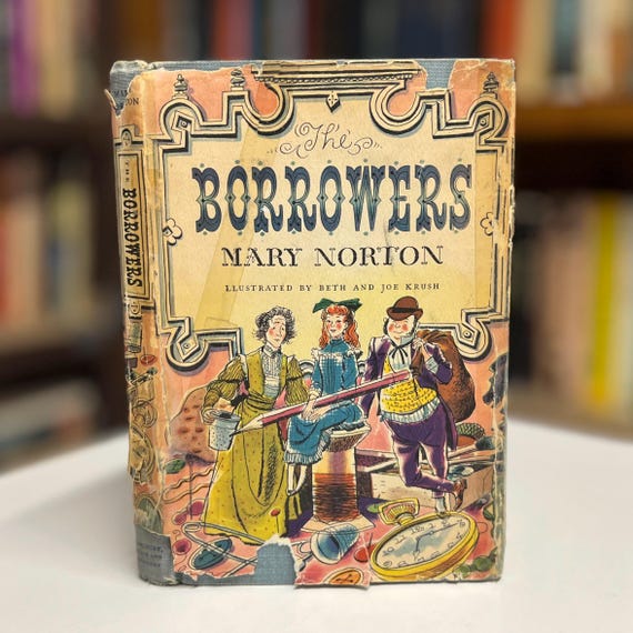 The Borrowers by Mary Norton 1953 First Edition Illustrated Children’s Classic Hardcover Book in Original Dust Jacket