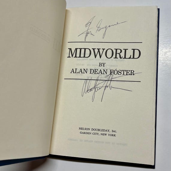 Midworld by Alan Dean Foster 1975 Science Fiction Book Club Edition Hardcover in Original Dust Jacket - Inscribed by the Author