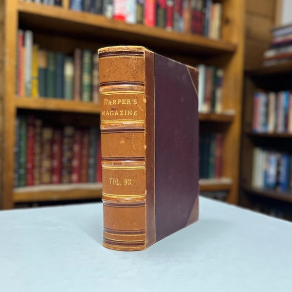1896 Harpers Magazine Volume 93 June-November Qtr Leather Bound includes the First Appearance of Tom Sawyer Detective Mark Twain Illustrated