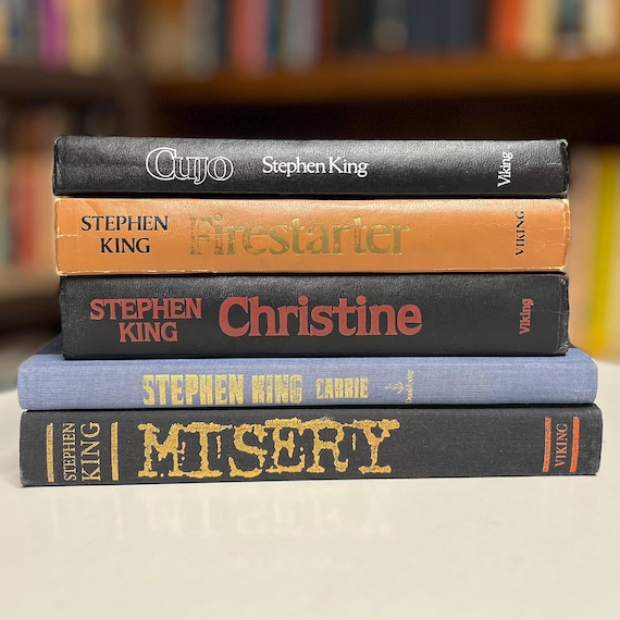 Stephen King 5 Vintage Horror Novels Book Club Edition Lot - Cujo - Carrie - Christine - Firestarter- Misery (No Dust Jackets)