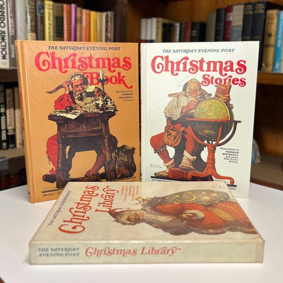 The Saturday Evening Post Christmas Library 1983 Two-Volume Hardcover Book Set with Norman Rockwell Illustrations in Original Slipcase