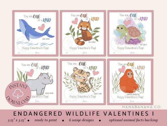 Printable Endangered Species Valentines INSTANT DOWNLOAD - Etsy Printable Endangered Species Valentines INSTANT DOWNLOAD - Etsy