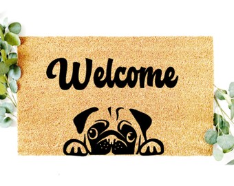 pug welcome mat