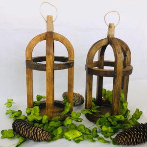 Farmhouse Wooden Lantern, Set of 2, Rustic candle holder