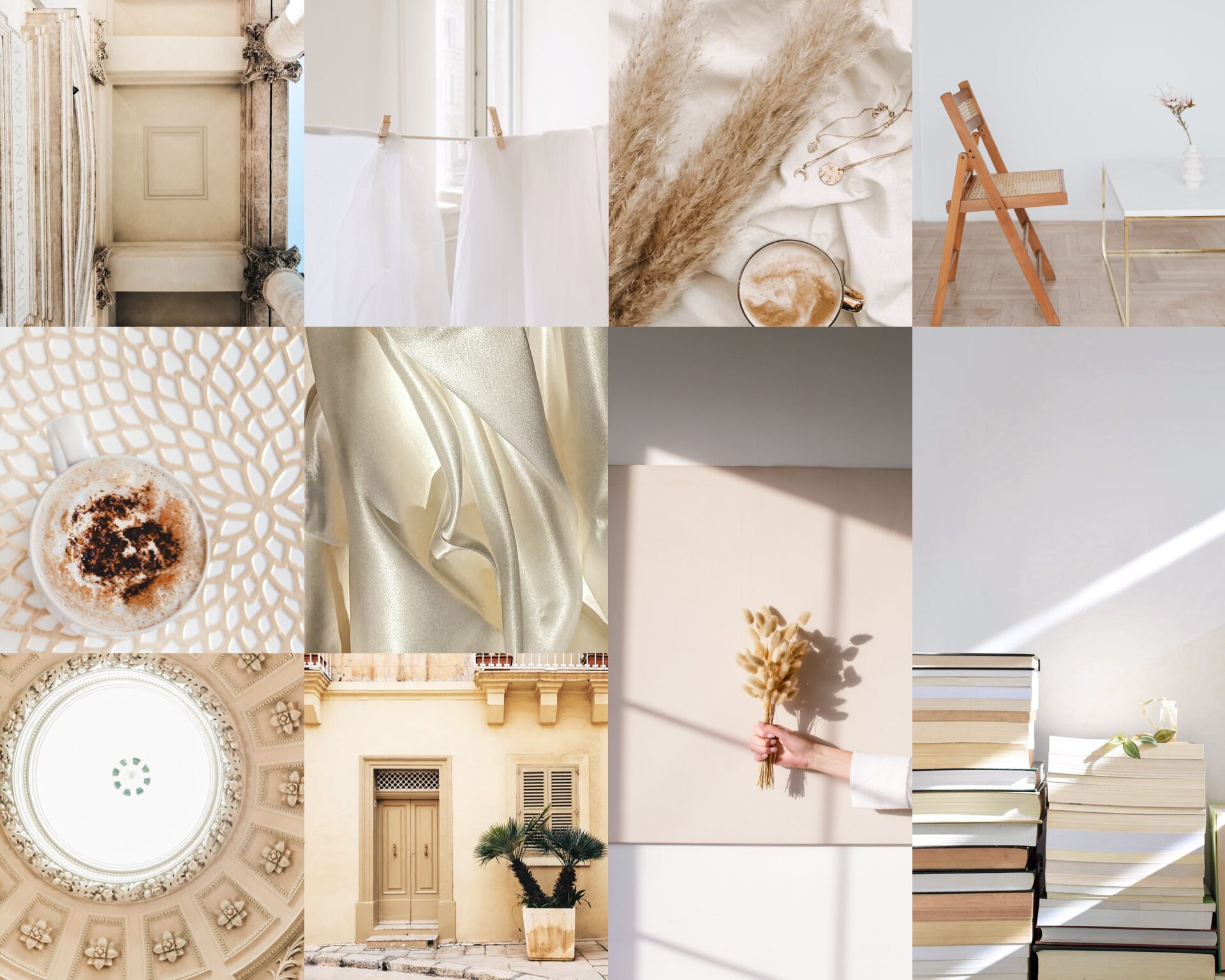 Cream & White Aesthetic Wall Collage Kit Minimalist Dorm Decor Gallery