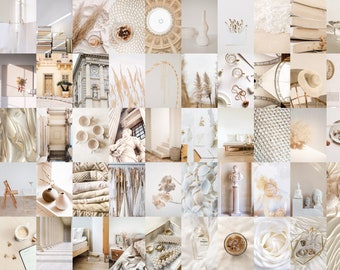 Cream & White Aesthetic Wall Collage Kit | Minimalistisch Slaapzaal decor | De | van de galerijmuur Digitaal download | 50 PCS