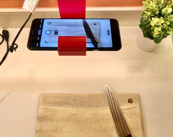 Cell Phone holder – For taking top down cooking videos, overhead piano playing videos, family event photos - ALL in one CELLPHONE HOLDER
