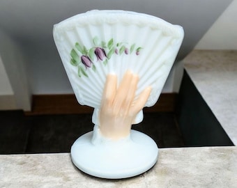 Vintage Dithridge Milk Glass Hand Vase: Hand-Painted Victorian Decor