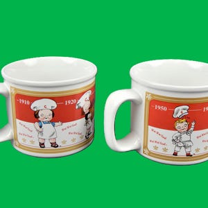 Campbell&#39;s Soup Kids 2001 Ceramic Soup Mug/Bowl Set 1910-1990 Timeline-14 oz.