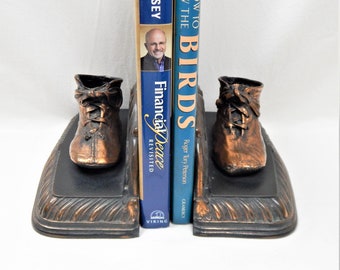 Early 1900's Antique Bronzed Baby Shoe Bookends