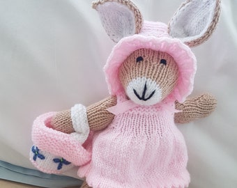 hand knitted  bunny with basket