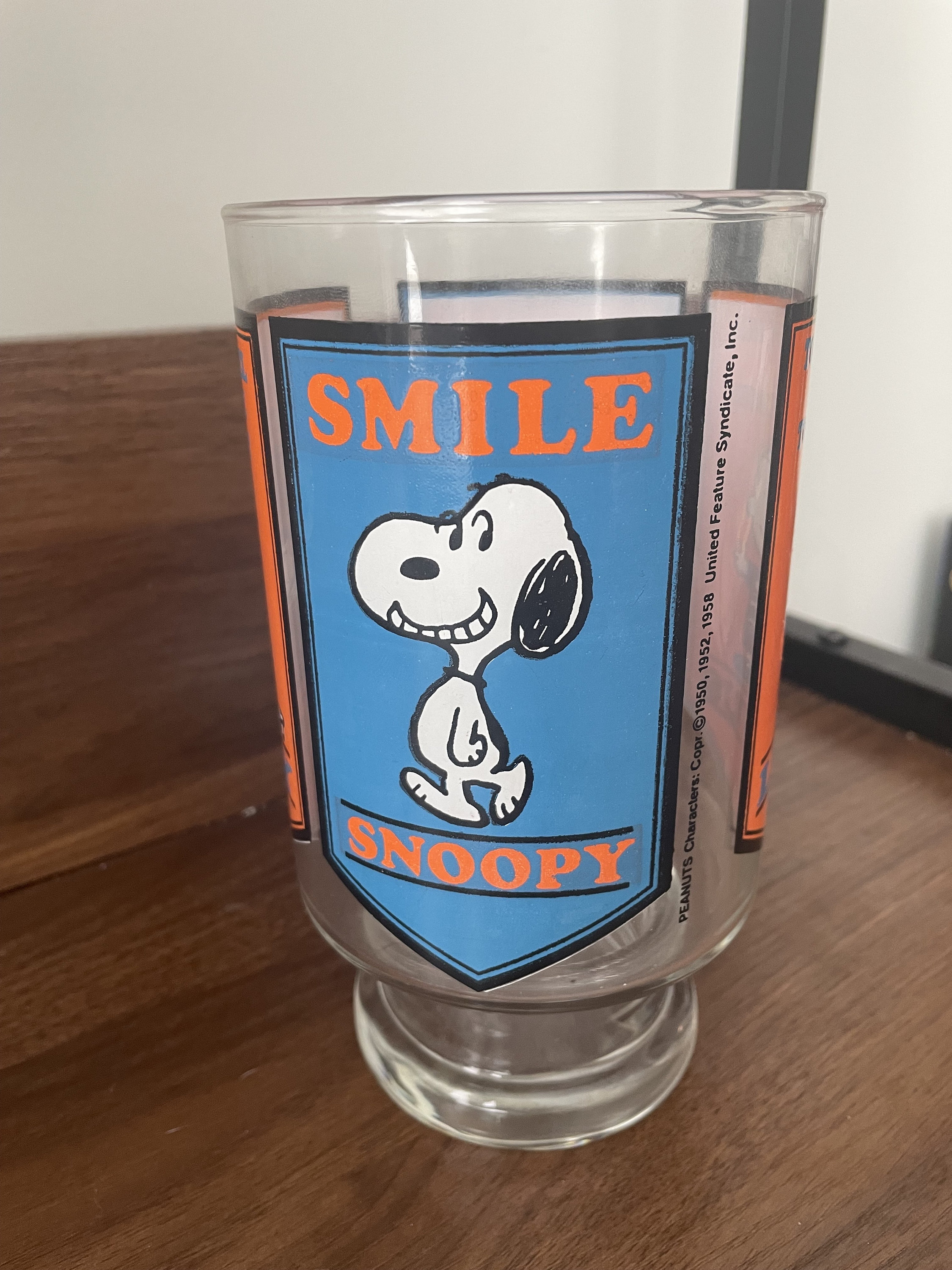 Rare Vintage Snoopy Anchor Hocking 4-panel Comics Vase Glass Mug