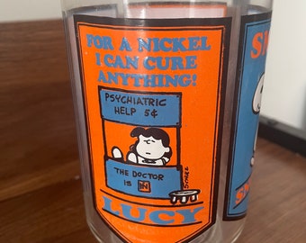 Rare Vintage Snoopy Anchor Hocking 4-panel Comics Vase Glass Mug