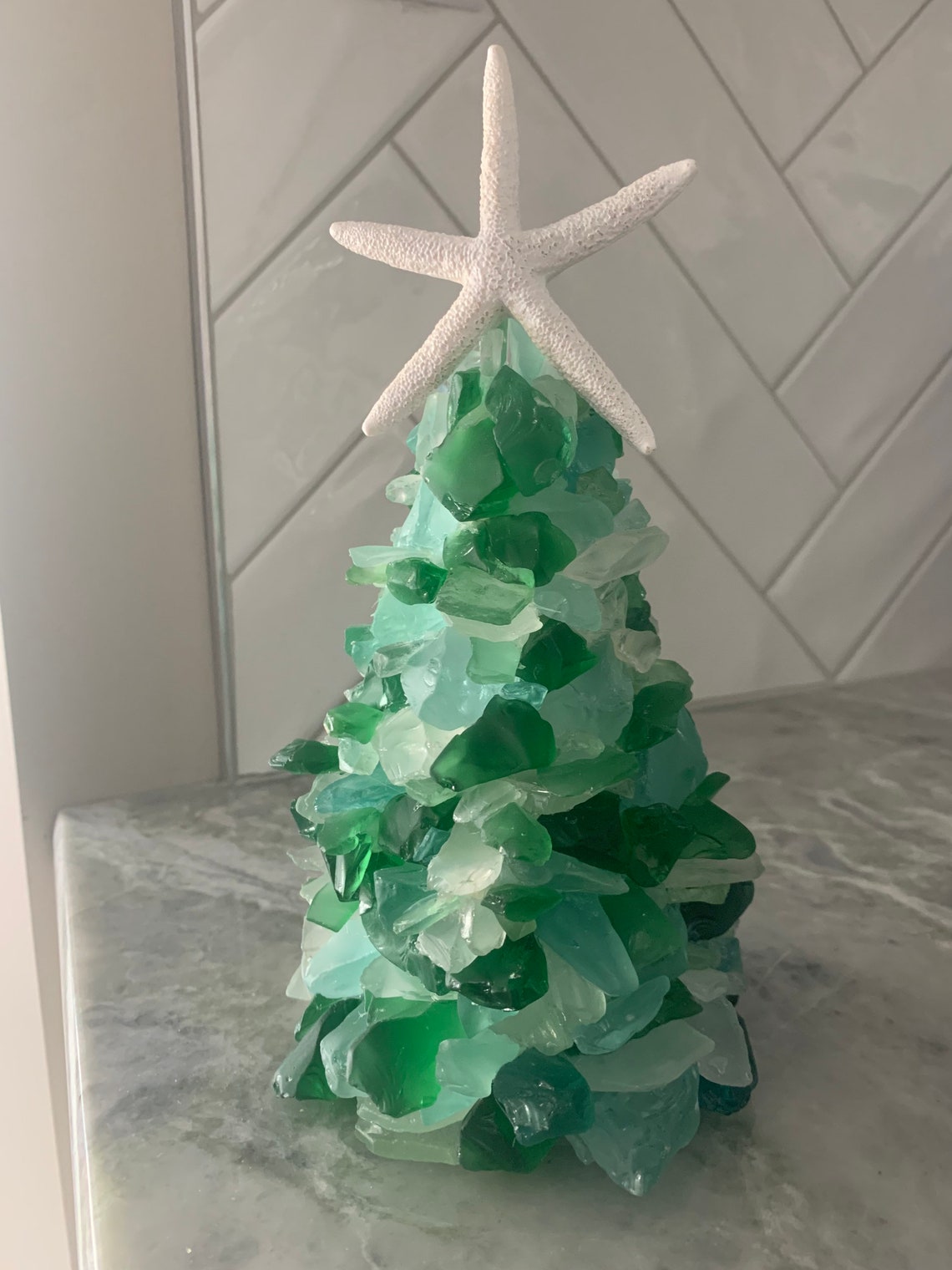Sea Glass Christmas Tree made with light and dark green & Etsy