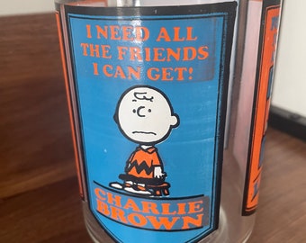 Rare Vintage Snoopy Anchor Hocking 4-panel Comics Vase Glass Mug