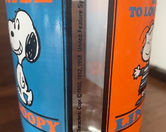 Rare Vintage Snoopy Anchor Hocking 4-panel Comics Vase Glass Mug