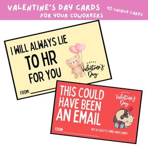 Cartes de Saint-Valentin amusantes et imprimables pour collègues (10 cartes uniques), cartes de Saint-Valentin pour le bureau, cartes de Saint-Valentin amusantes, humour au bureau