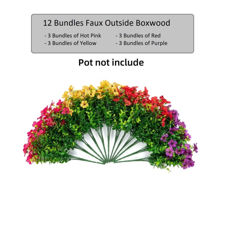 Artificial Faux Outdoor Plants Flowers for Spring Summer Decoration, 12 Bundles Fake Silk Mixed Daisy UV Resistant for Outside Planter Porch image 4