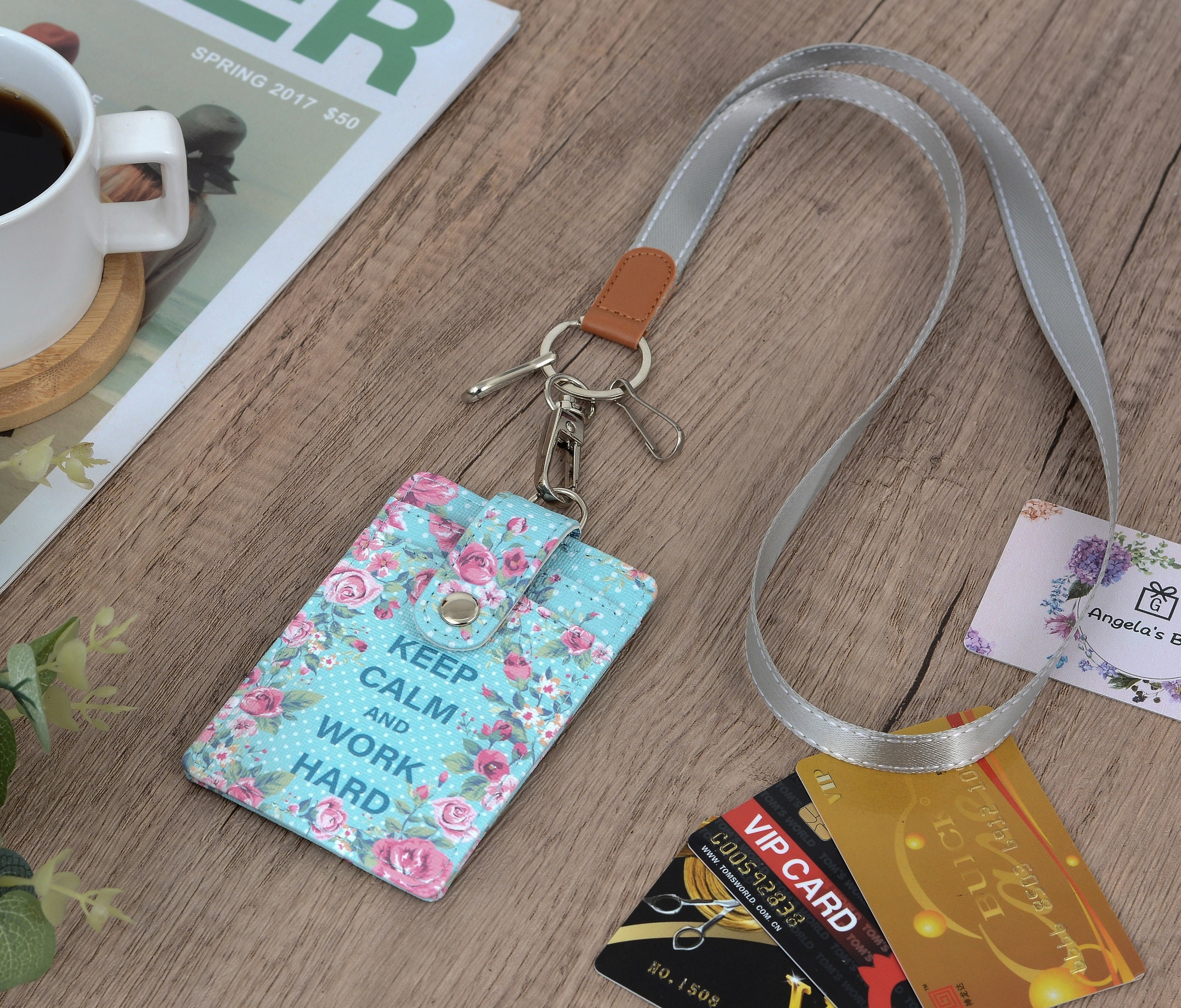 Lanyard With ID Card Holder Floral ID Card Holder With Lanyard, Lanyard  With Floral Badge Holder, Back to School, Student Teacher Office -   Canada