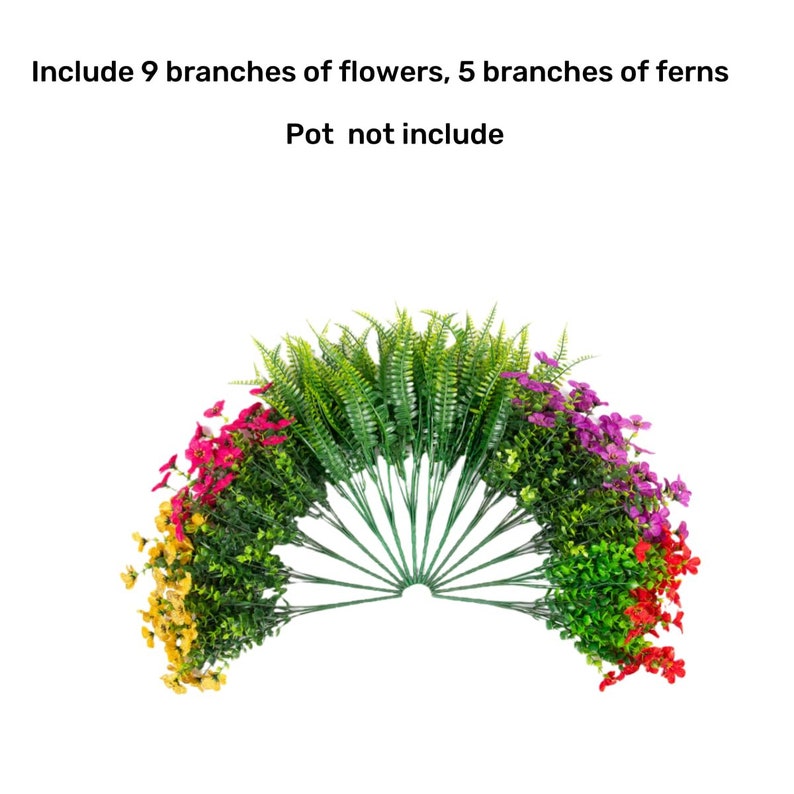 Artificial Faux Outdoor Plants Flowers for Spring Summer Decoration, 12 Bundles Fake Silk Mixed Daisy UV Resistant for Outside Planter Porch image 10