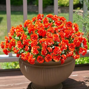 Flores de camelia de seda sintética resistentes a los rayos UV: Flores artificiales para exteriores - 3 ramos Orange