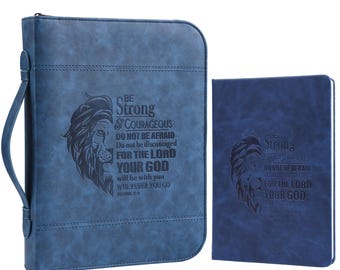 Bible Cover Set: Zippered Case with Handle & Scripture Notebook