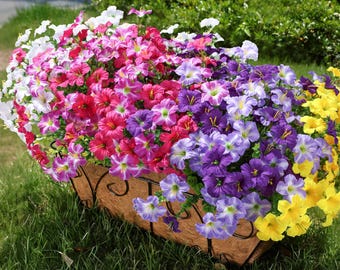 20 Bundles UV Resistant Faux Morning Glory Flowers, Outdoor Artificial Flowers, Eucalyptus Greenery