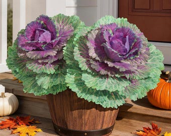Faux Cabbage Decor: Realistic Artificial Vegetable Plants (2 PCS)