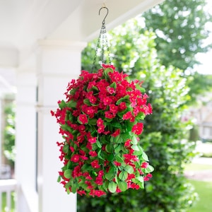 Artificial Faux Hanging Flowers Plants Basket for Spring Summer Outdoor Porch Decoration, Fake Silk Orchid UV Resistant Look Real Home Patio