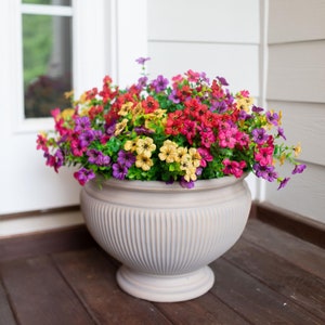 Artificial Faux Outdoor Plants Flowers for Spring Summer Decoration, 12 Bundles Fake Silk Mixed Daisy UV Resistant for Outside Planter Porch image 2