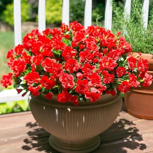 Flores de camelia de seda sintética resistentes a los rayos UV: Flores artificiales para exteriores - 3 ramos Red