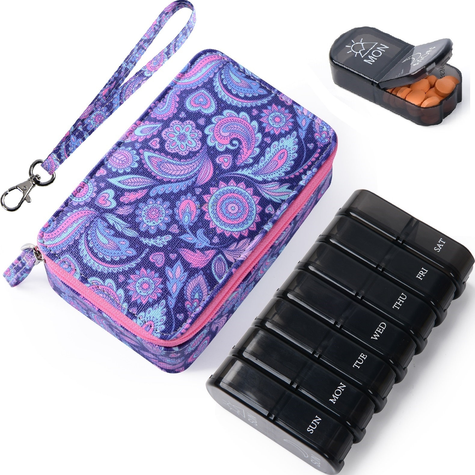 Buy Weekly Pill Organizer Travel Pill Box With Leather Zip Case Online in  India 