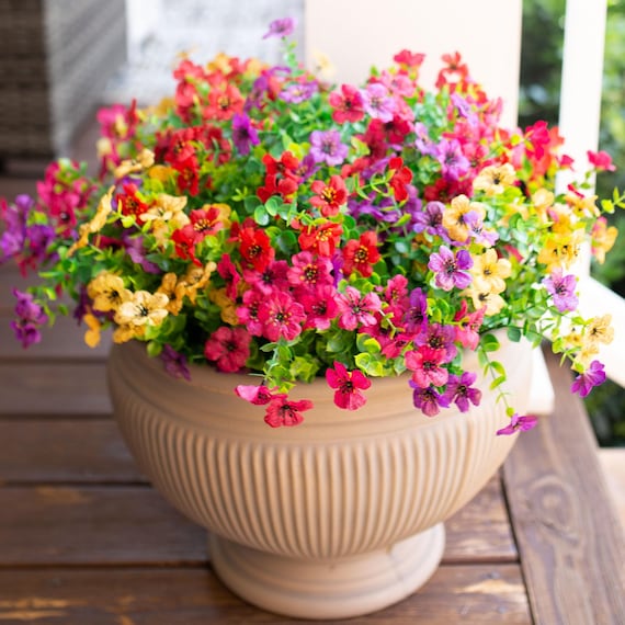 Artificial Faux Outdoor Plants Flowers for Fall Autumn 12 Bundles Fake Silk Mixed Mums Daisy UV Resistant for Outside Planter Porch Decor Etsy