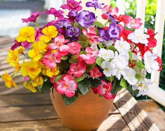 Silk Hibiscus Flowers: UV Resistant Outdoor Faux Plants, 6 Bundles