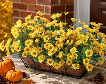 6 Bundles Artificial Mums: UV Resistant Fall Flowers for Outdoor Porch Decor