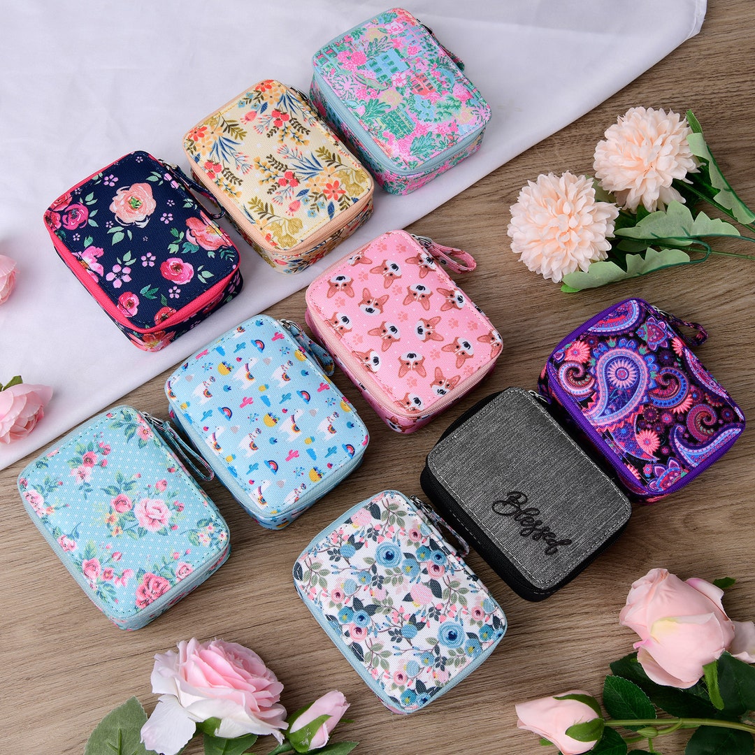 Pill Organizer Case, Weekly Floral Pill Box Compact Size for Vitamin