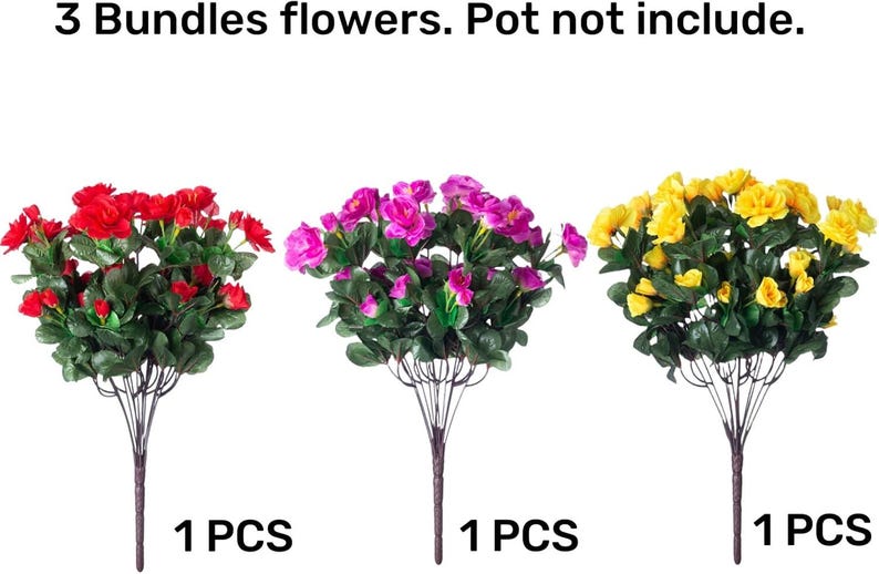 Flores de camelia de seda sintética resistentes a los rayos UV: Flores artificiales para exteriores - 3 ramos imagen 13