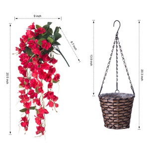 Artificial Faux Hanging Flowers Plants Basket Spring Summer Outdoor Porch Decoration Fake Silk Hibiscus UV Resistant Look Real Outside Patio image 7