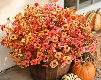 Fall Mums Artificial Flowers (12 Bundles): UV Resistant Look Real Outdoor Decor