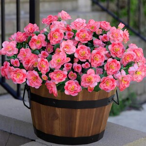 Flores de camelia de seda sintética resistentes a los rayos UV: Flores artificiales para exteriores - 3 ramos Pink 2