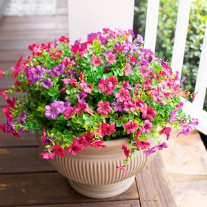 Artificial Faux Outdoor Plants Flowers for Spring Summer Decoration, 12 Bundles Fake Silk Mixed Daisy UV Resistant for Outside Planter Porch image 7