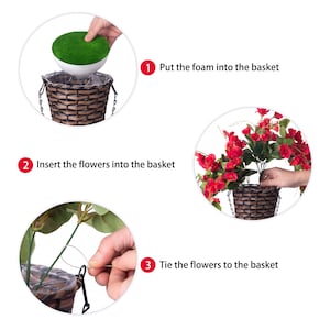 Artificial Faux Hanging Flowers Plants Basket Spring Summer Outdoor Porch Decoration Fake Silk Hibiscus UV Resistant Look Real Outside Patio image 8