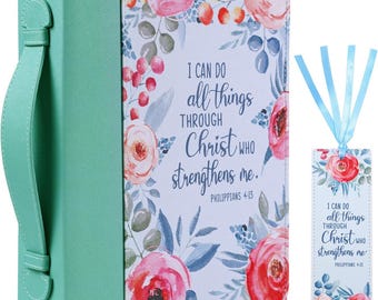 Bible Cover Case Set for Women: Scripture Book Bag with Bookmark