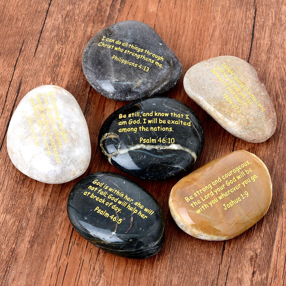 Inspirational Scripture Stones Rocks Engraved Psalm Bible Etsy