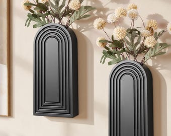 Modern Farmhouse Wooden Wall Vase Set of 2, Boho Entryway Decor