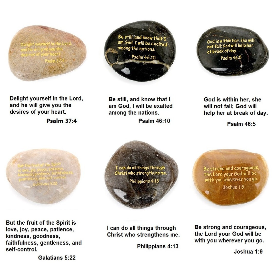 Inspirational Scripture Stones Rocks Engraved Psalm Bible Etsy