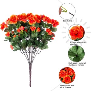 Flores de camelia de seda sintética resistentes a los rayos UV: Flores artificiales para exteriores - 3 ramos imagen 11