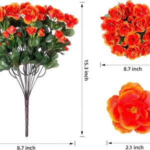 Flores de camelia de seda sintética resistentes a los rayos UV: Flores artificiales para exteriores - 3 ramos imagen 12