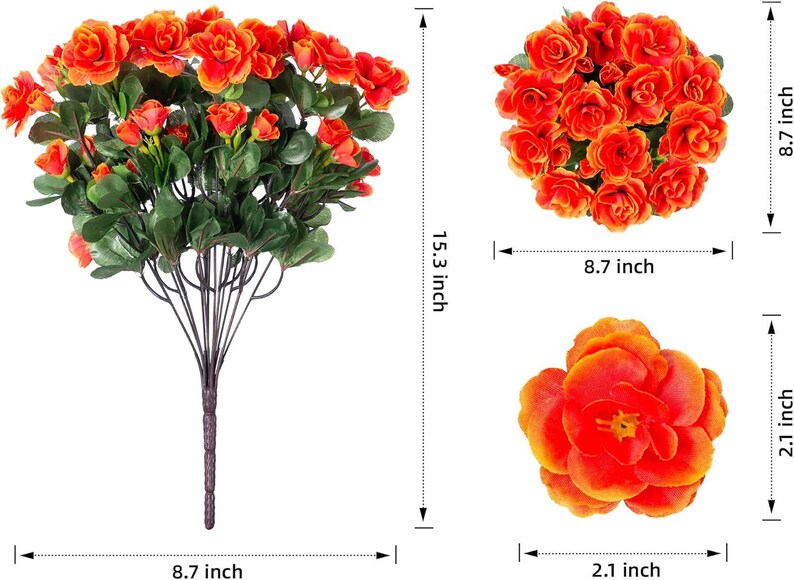Flores de camelia de seda sintética resistentes a los rayos UV: Flores artificiales para exteriores - 3 ramos imagen 12